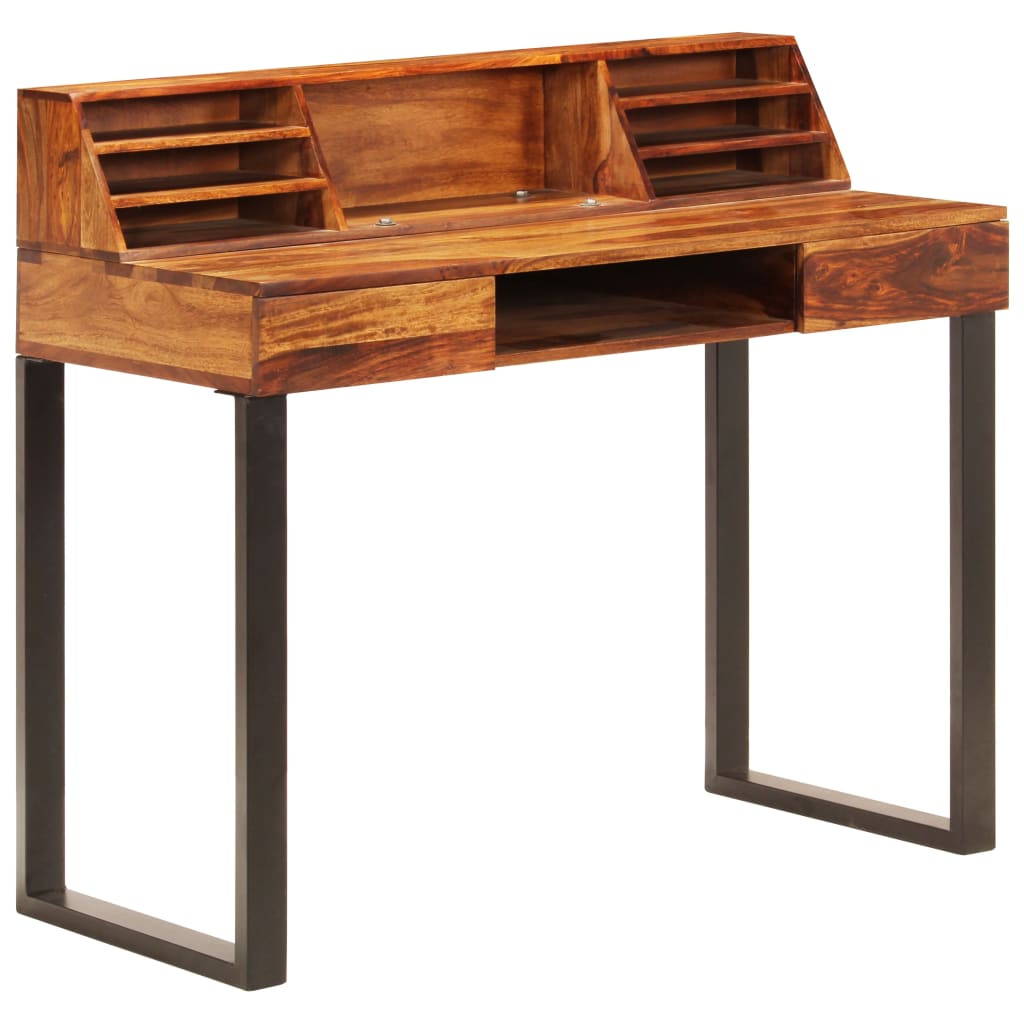 Desk Natural Wood Solid Acacia Wood and Powder Coated Steel