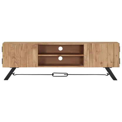 TV Stand Natural Wood Solid Acacia Wood 55.1 in Width TV Stand
