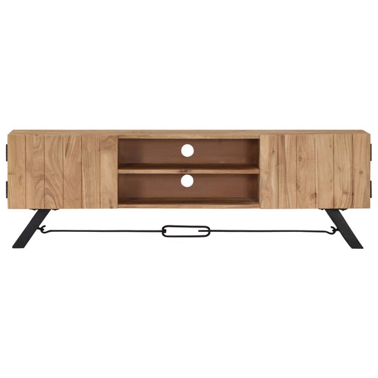 TV Stand Natural Wood Solid Acacia Wood 55.1 in Width TV Stand