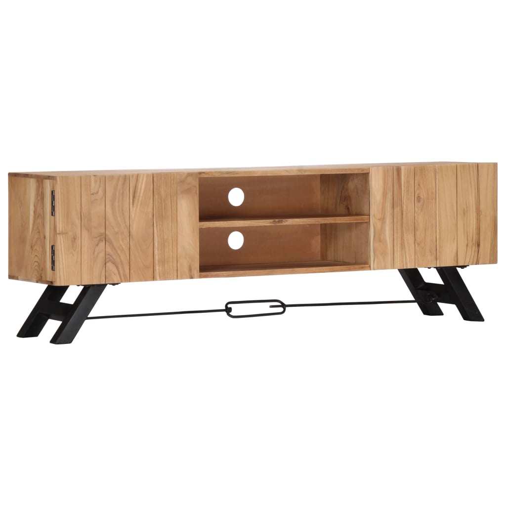 TV Stand Natural Wood Solid Acacia Wood 55.1 in Width TV Stand