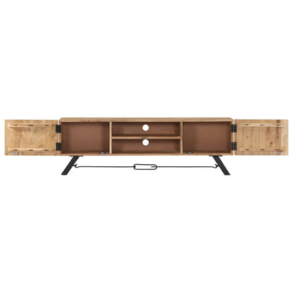 TV Stand Natural Wood Solid Acacia Wood 55.1 in Width TV Stand