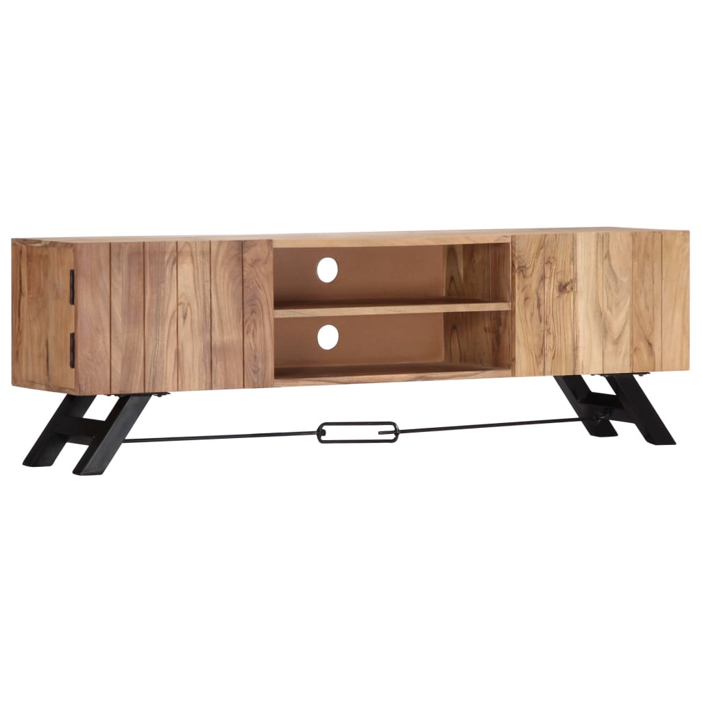 TV Stand Natural Wood Solid Acacia Wood 55.1 in Width TV Stand