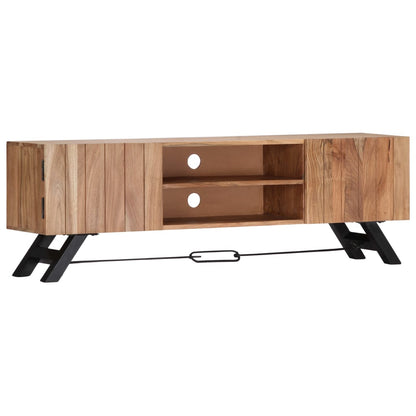 TV Stand Natural Wood Solid Acacia Wood 55.1 in Width TV Stand