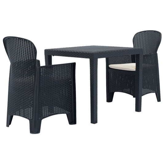 Bistro Set Anthracite Plastic Standard Durable Bistro Set