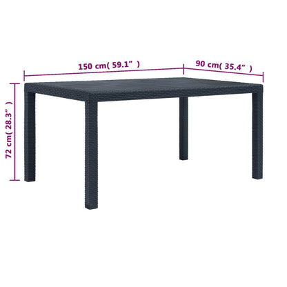 Outdoor Dining Set Anthracite Plastic, Polyester (Cushions)
