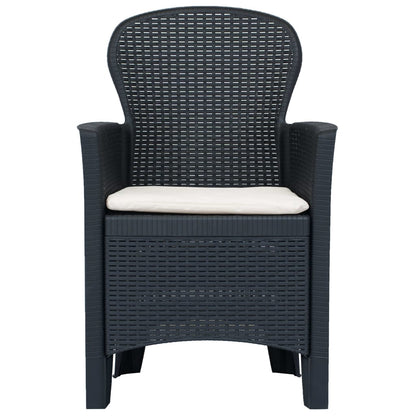 Outdoor Dining Set Anthracite Plastic, Polyester (Cushions)