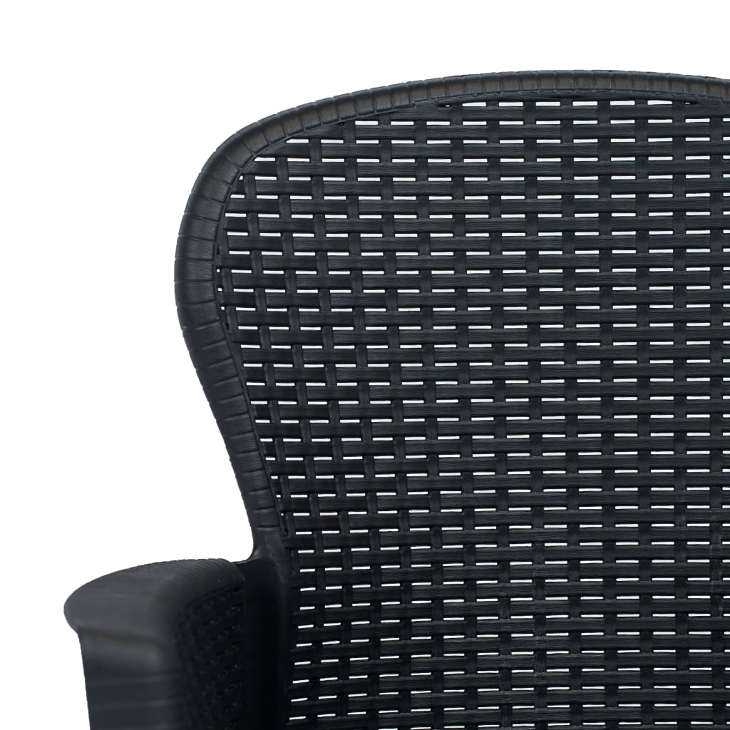 Outdoor Dining Set Anthracite Plastic, Polyester (Cushions)