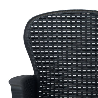 Outdoor Dining Set Anthracite Plastic, Polyester (Cushions)