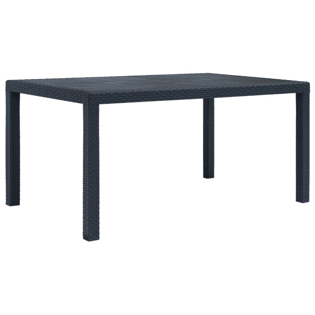 Outdoor Dining Set Anthracite Plastic, Polyester (Cushions)