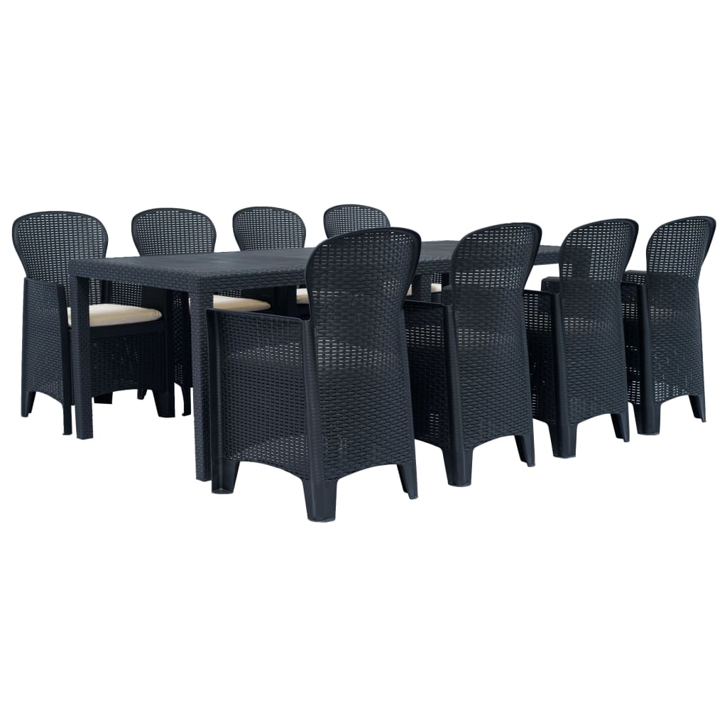 Outdoor Dining Set Anthracite Plastic, 100% polyester Large