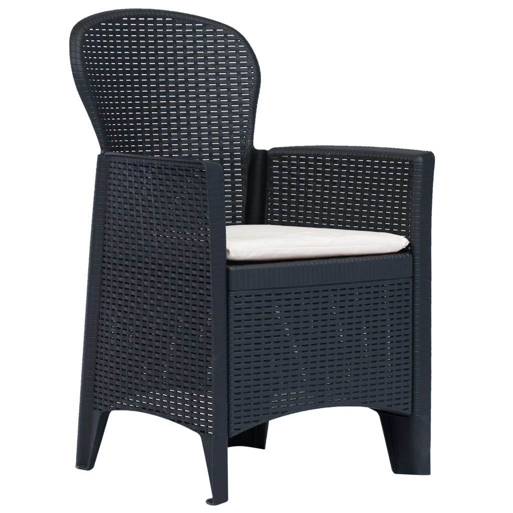 Outdoor Dining Set Anthracite Plastic, 100% polyester Large