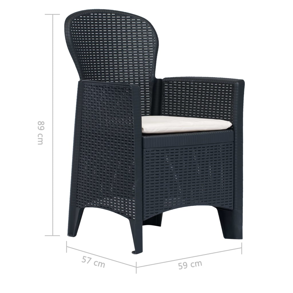 Outdoor Dining Set Anthracite Plastic, 100% polyester Large