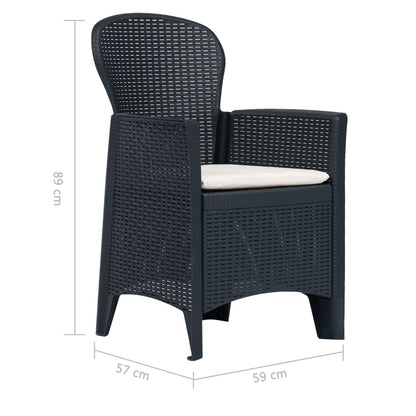 Outdoor Dining Set Anthracite Plastic, 100% polyester Large
