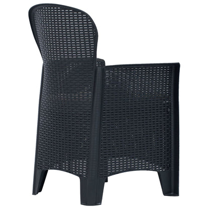 Outdoor Dining Set Anthracite Plastic, 100% polyester Large
