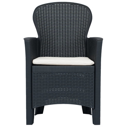 Outdoor Dining Set Anthracite Plastic, 100% polyester Large