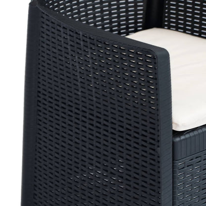 Outdoor Dining Set Anthracite Plastic, 100% polyester Large