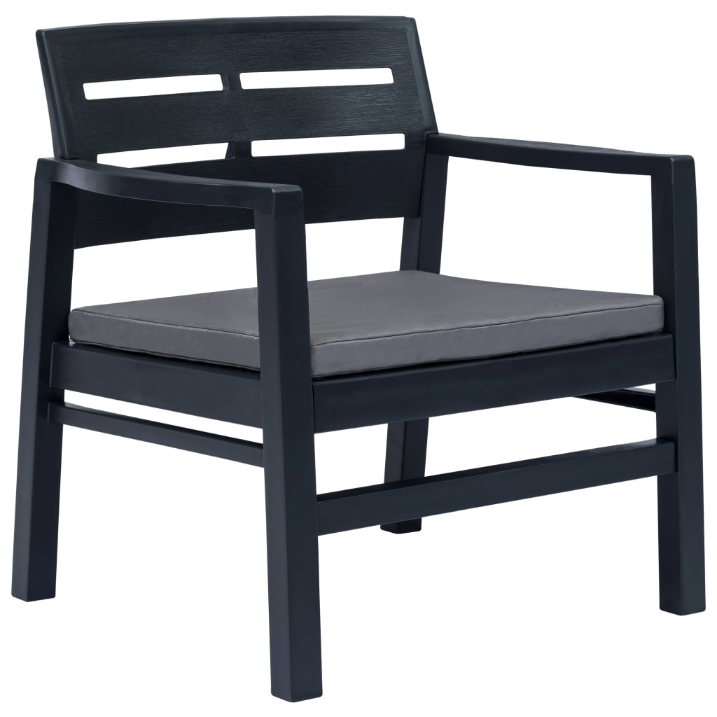 Patio Lounge Set Set of 4 Anthracite Plastic Medium Lightweight