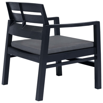 Patio Lounge Set Set of 4 Anthracite Plastic Medium Lightweight