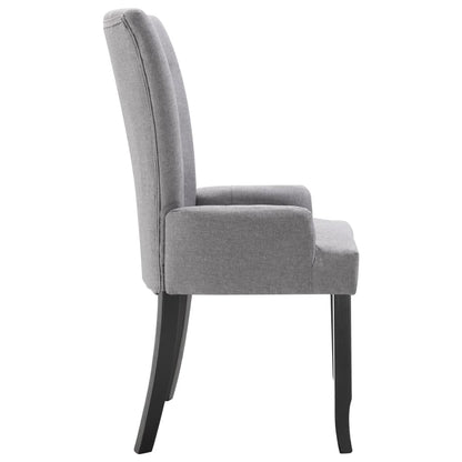 Dining Chair Light Grey Polyester and Solid Oak Wood Standard