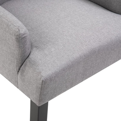 Dining Chair Light Grey Polyester and Solid Oak Wood Standard
