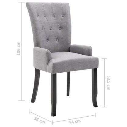 Dining Chair Light Grey Polyester and Solid Oak Wood Standard