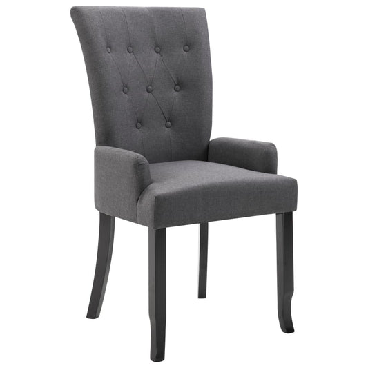 Dining Chair Dark Grey Polyester and Oak Wood Standard Ergonomic
