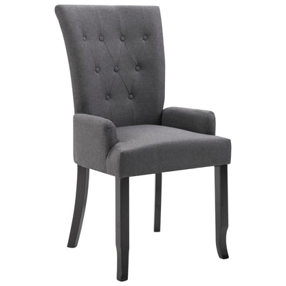 Dining Chair Dark Grey Polyester and Oak Wood Standard Ergonomic
