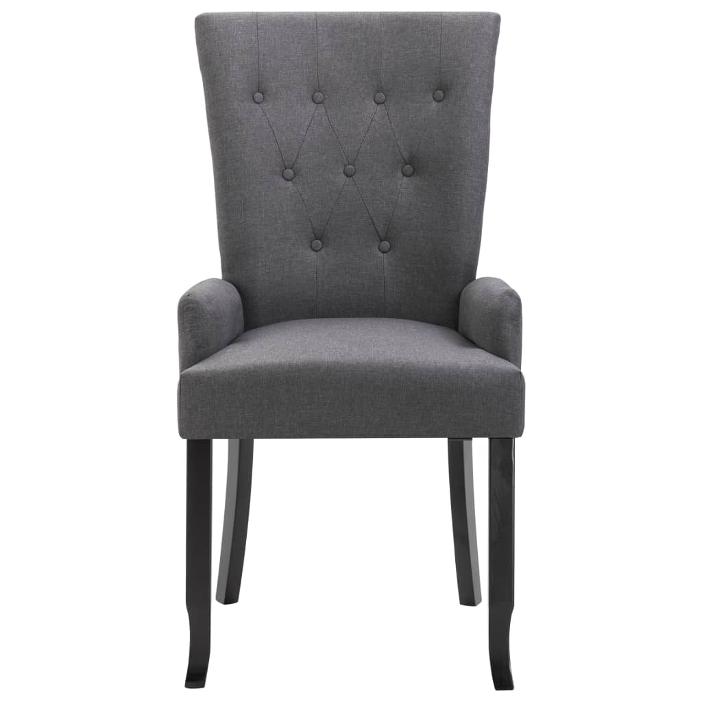 Dining Chair Dark Grey Polyester and Oak Wood Standard Ergonomic