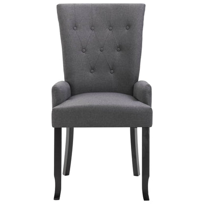 Dining Chair Dark Grey Polyester and Oak Wood Standard Ergonomic