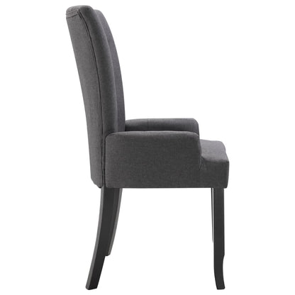 Dining Chair Dark Grey Polyester and Oak Wood Standard Ergonomic