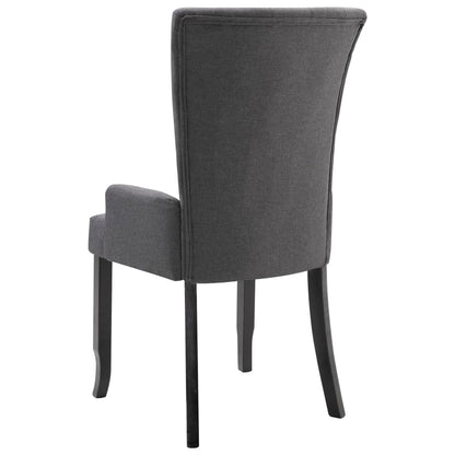 Dining Chair Dark Grey Polyester and Oak Wood Standard Ergonomic