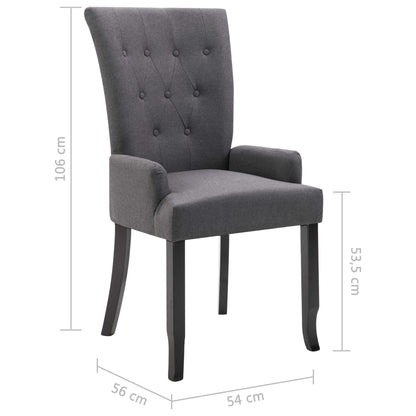Dining Chair Dark Grey Polyester and Oak Wood Standard Ergonomic