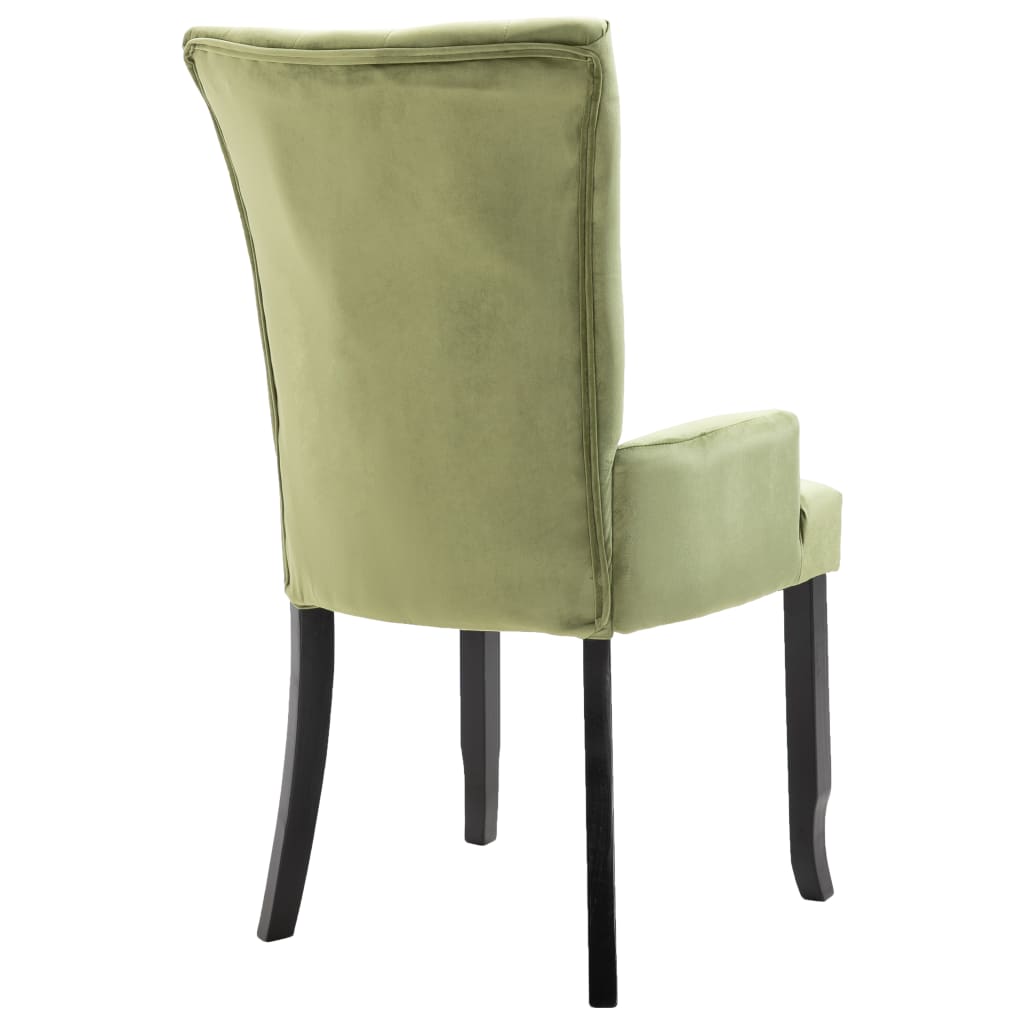 Dining Chair Light Green Polyester Velvet, Solid Oak Wood