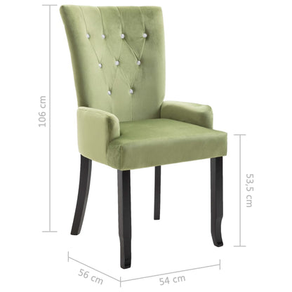 Dining Chair Light Green Polyester Velvet, Solid Oak Wood