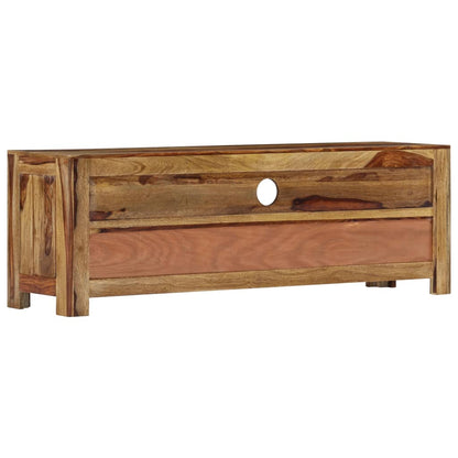 TV Cabinet Natural and White Solid Acacia Wood 47.2 in Storage