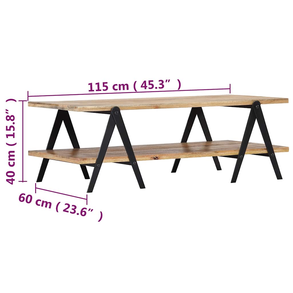 Coffee Table Brown Solid mango wood, powder-coated steel Medium
