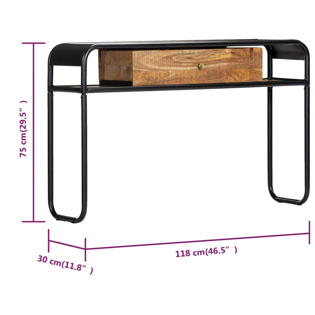 Console Table Brown Solid Mango Wood 46.5 in console table