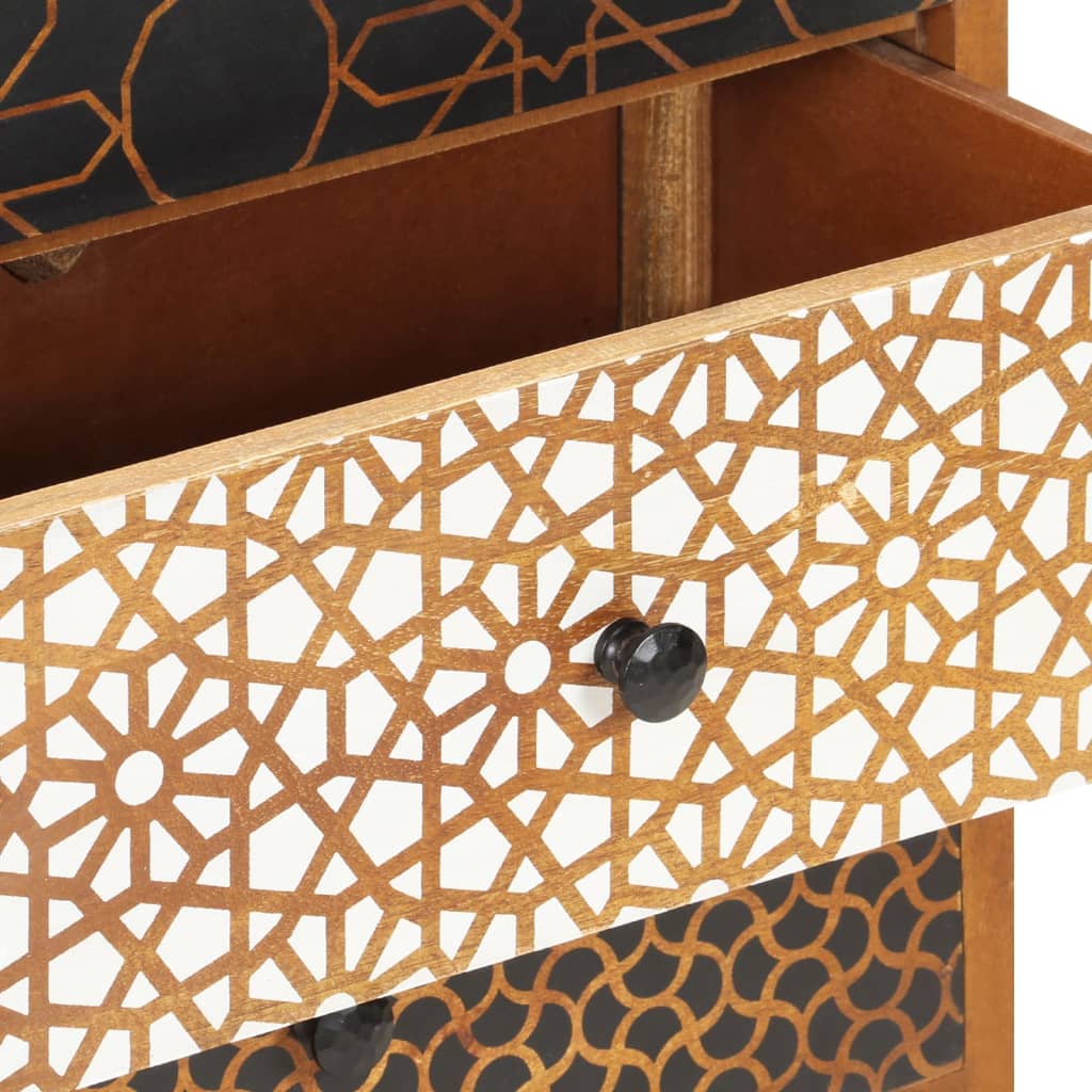 Sideboard Brown with printed patterns Solid mango wood, MDF Medium