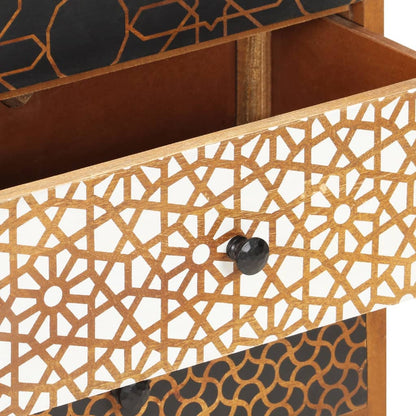 Sideboard Brown with printed patterns Solid mango wood, MDF Medium