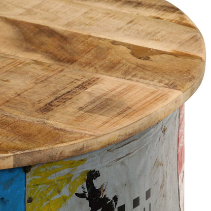 Coffee Table Set of 2 Multicolor Solid mango wood, old tin sheet