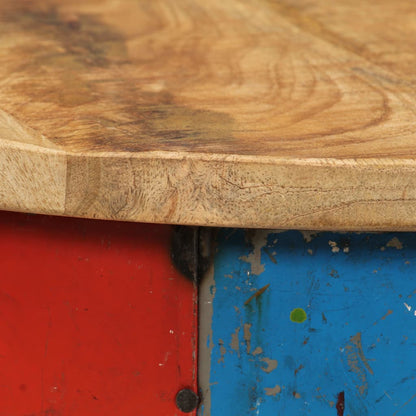 Coffee Table Set of 2 Multicolor Solid mango wood, old tin sheet