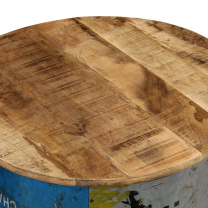Coffee Table Set of 2 Multicolor Solid mango wood, old tin sheet