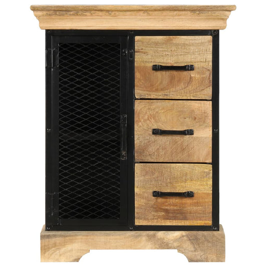 Sideboard Brown and Black Solid Mango Wood and Powder-Coated Iron