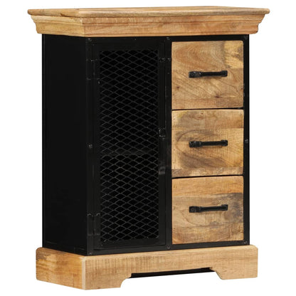 Sideboard Brown and Black Solid Mango Wood and Powder-Coated Iron