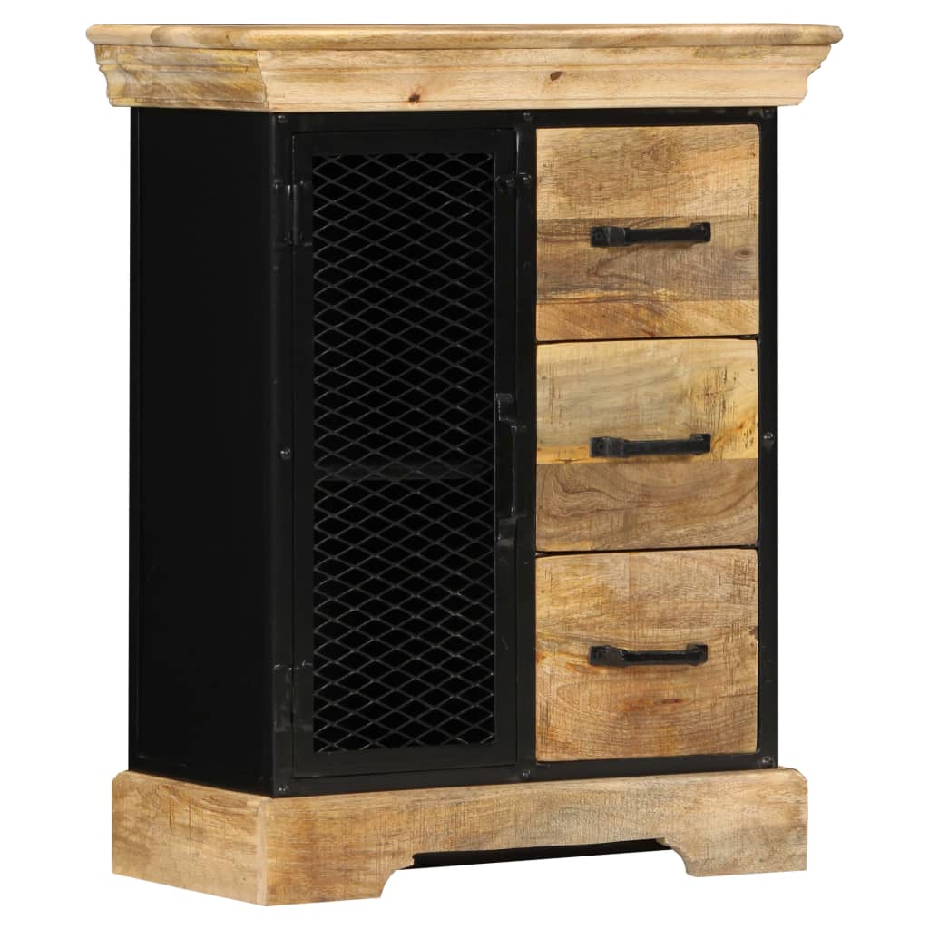 Sideboard Brown and Black Solid Mango Wood and Powder-Coated Iron