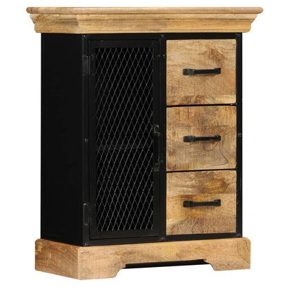 Sideboard Brown and Black Solid Mango Wood and Powder-Coated Iron