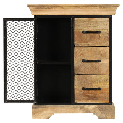 Sideboard Brown and Black Solid Mango Wood and Powder-Coated Iron