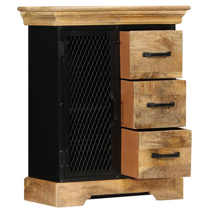 Sideboard Brown and Black Solid Mango Wood and Powder-Coated Iron