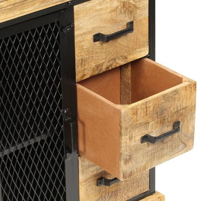 Sideboard Brown and Black Solid Mango Wood and Powder-Coated Iron