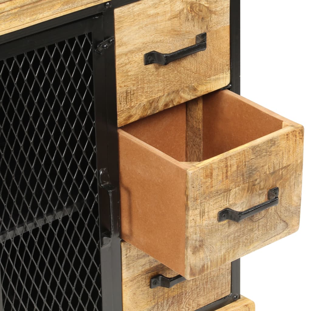 Sideboard Brown and Black Solid Mango Wood and Powder-Coated Iron
